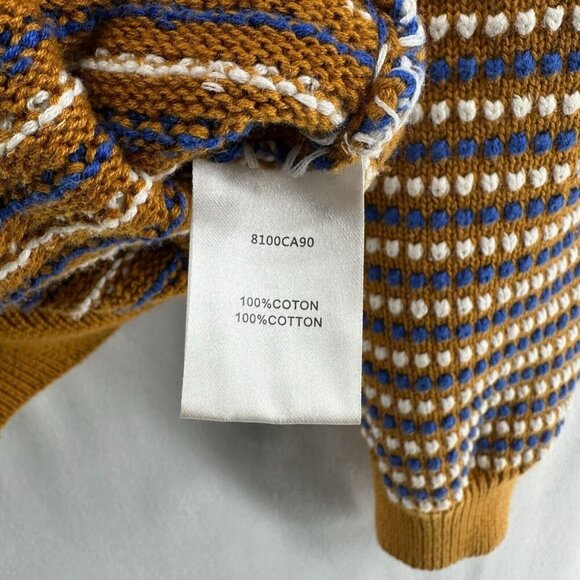 Carven Sweater Mens Sz L Button Up Knitted Cardigan Motif Stripe Brown Multi - Picture 9 of 12
